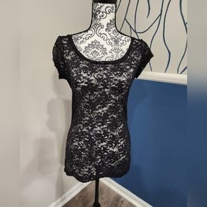 Charlotte Russe Sheer Black Lace Top